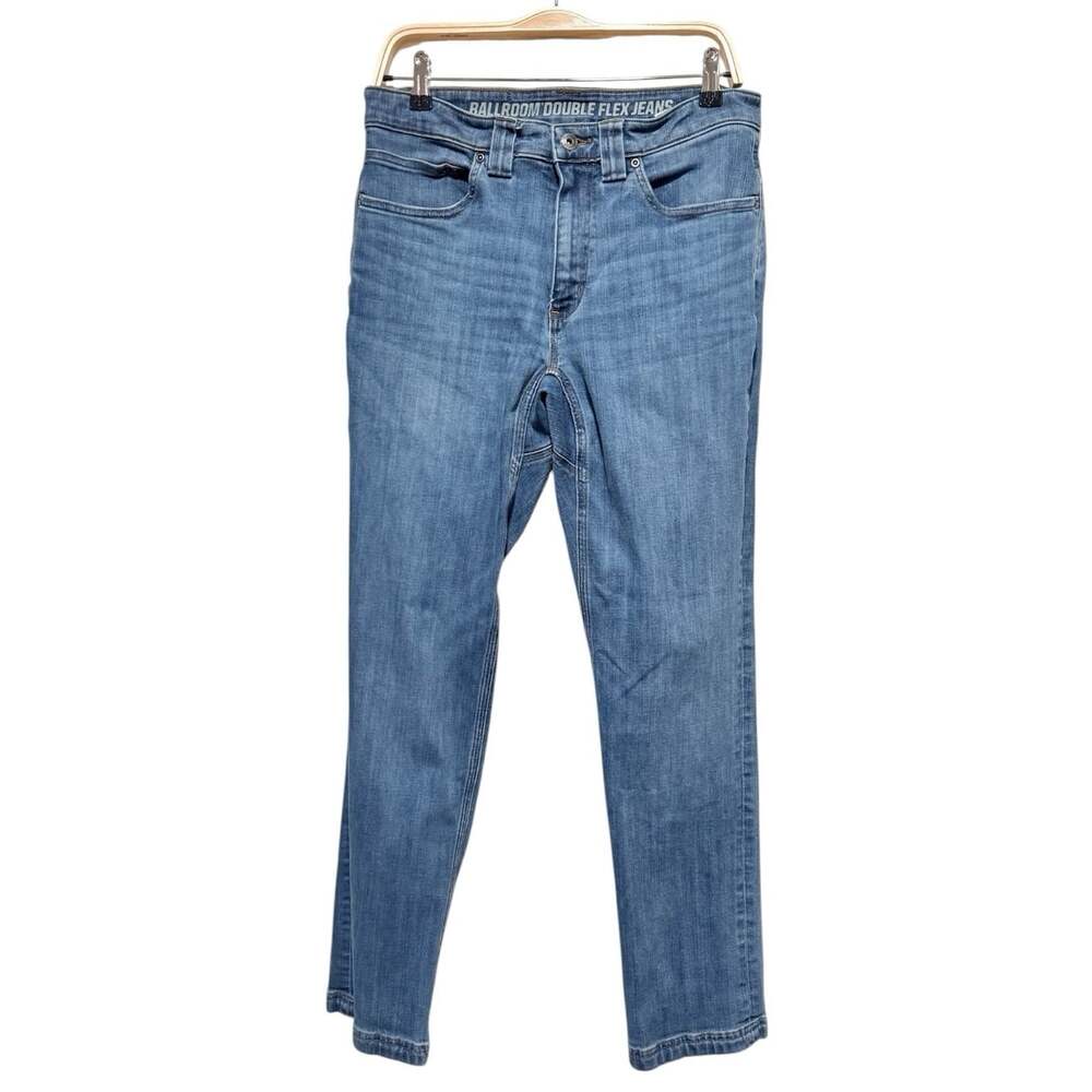 Duluth Trading Sz 32x32 Ballroom Double Flex Straight Leg Blue Mens Denim Jeans